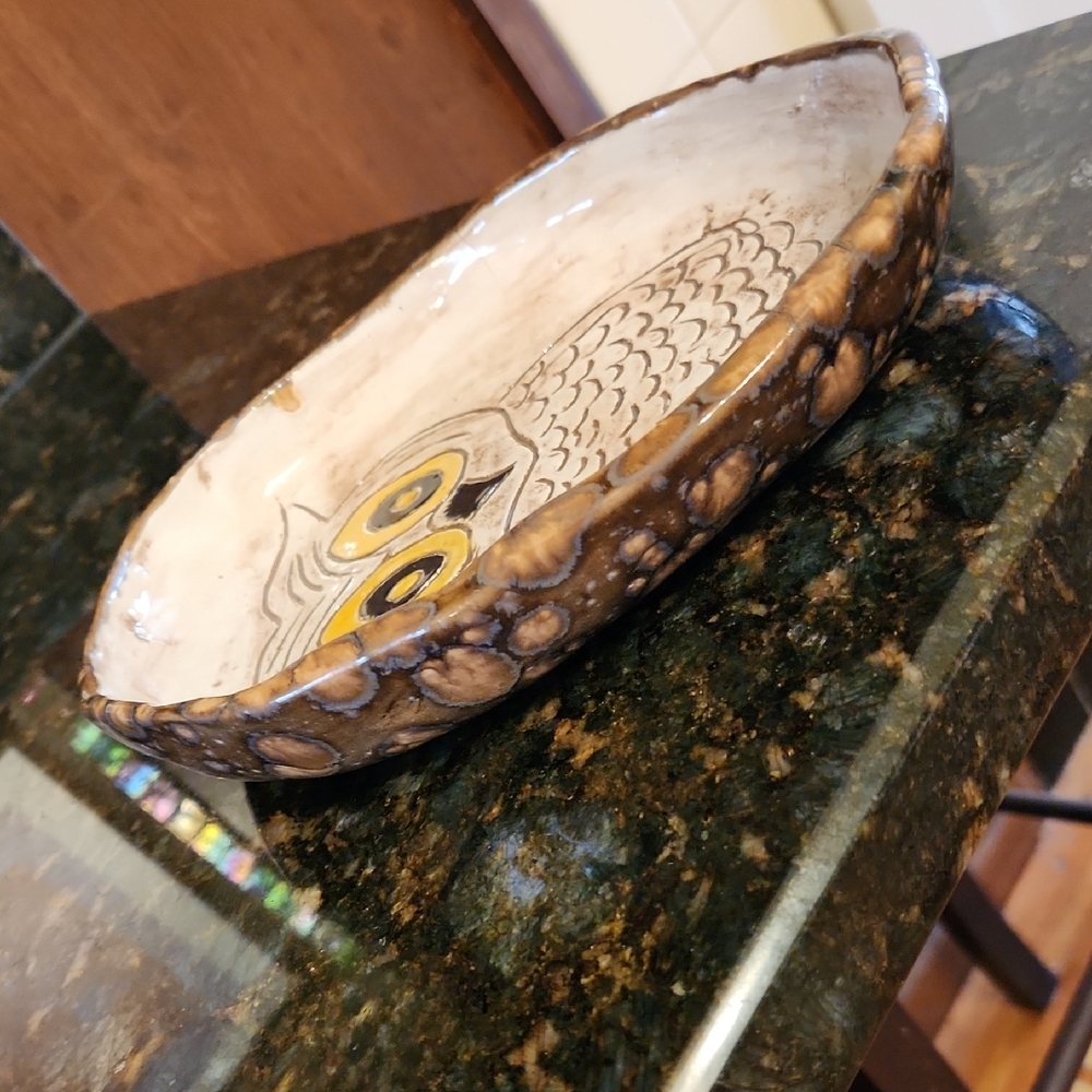 Handmade Owl Ceramic Dish Signed By Artist - Picture 3 of 5